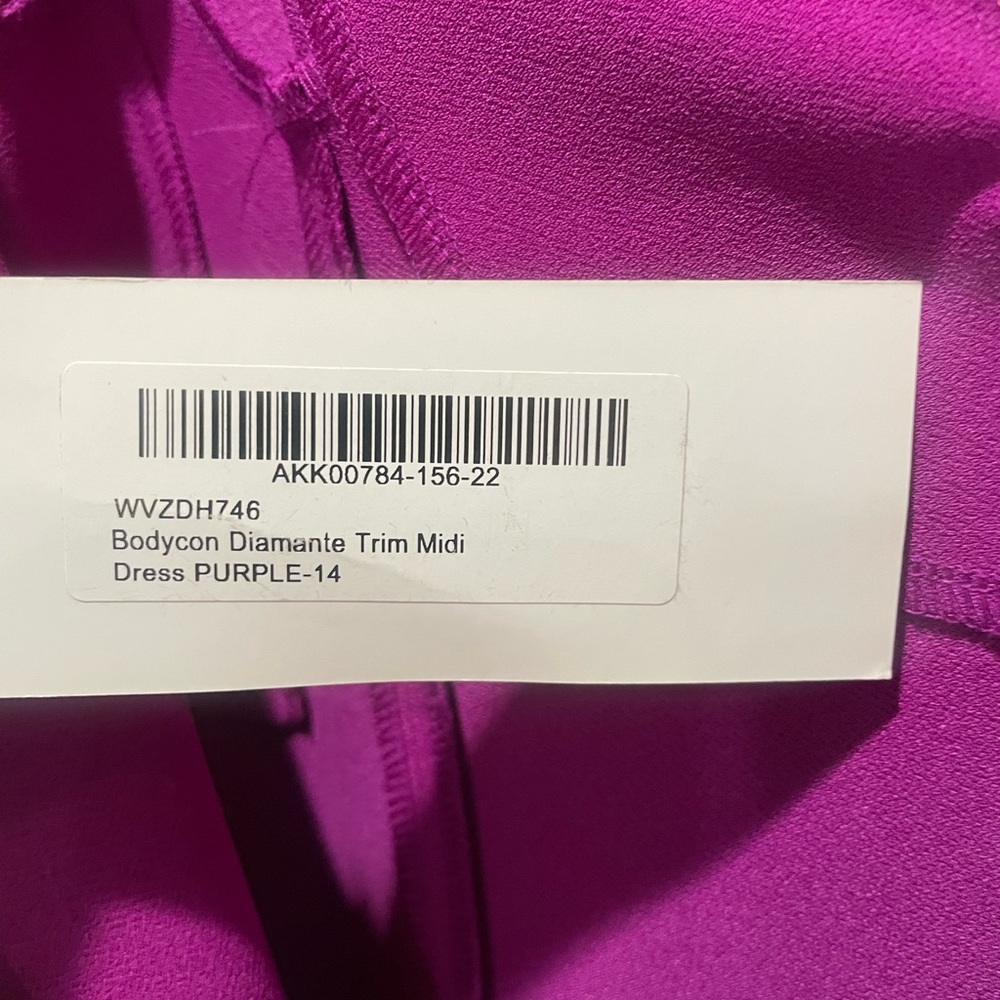Karen Millen Purple Bodycon diamante trim midi spaghetti strap dress NWT $480 - Picture 11 of 13